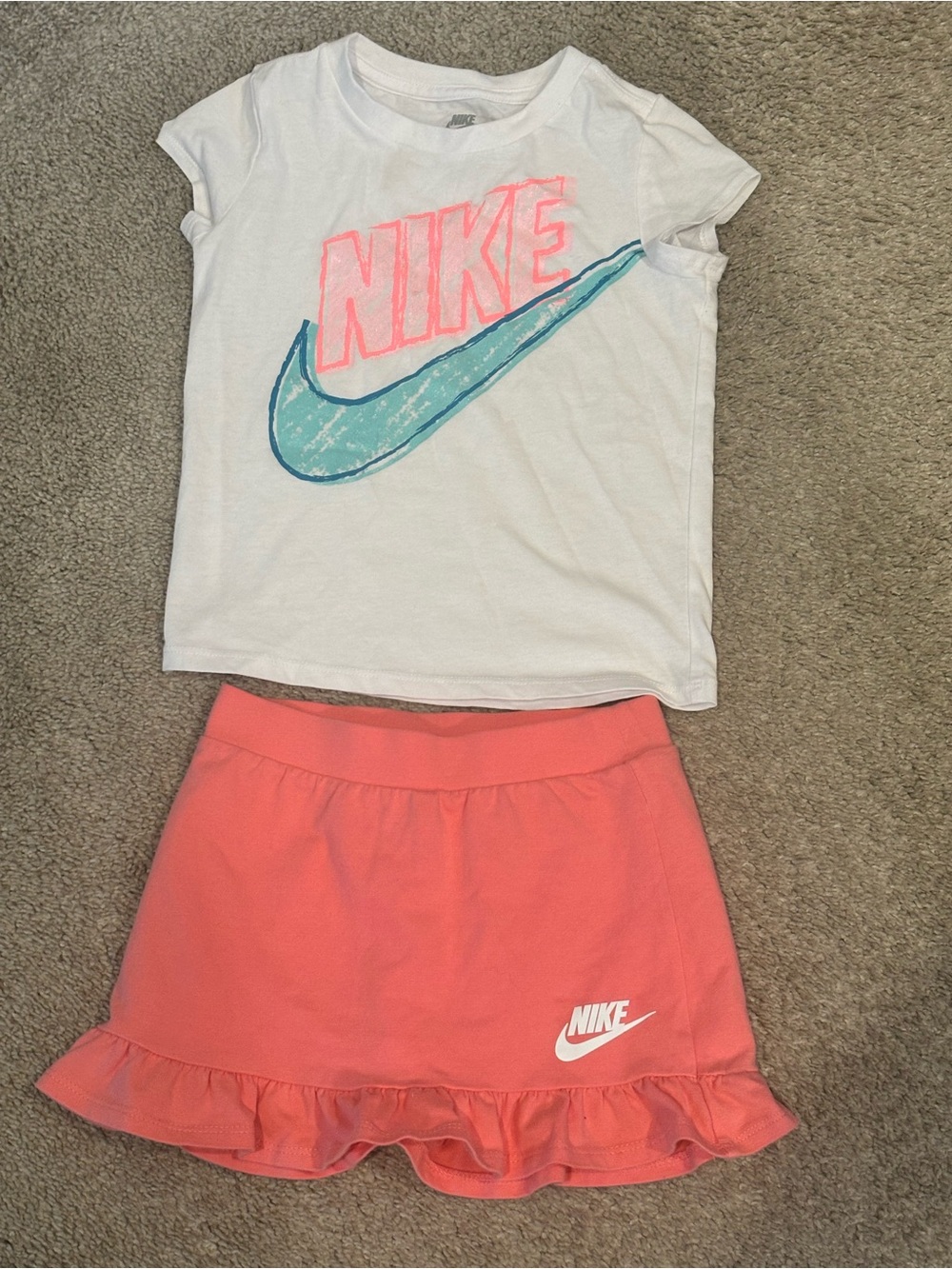 Nike Coral Ruffle Skort with White Logo